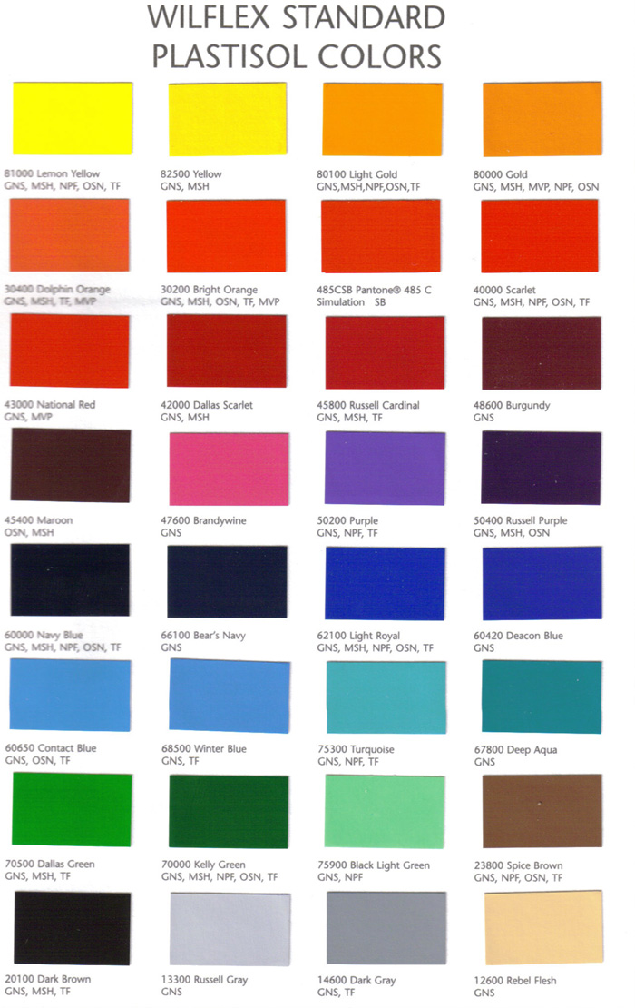 Wilflex Color Chart Pms